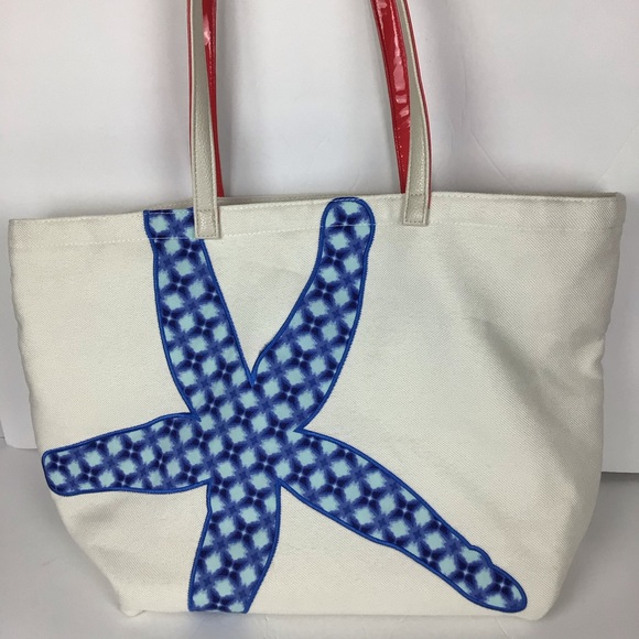 Braciano starfish canvas tote in red, white & blue - Picture 3 of 15